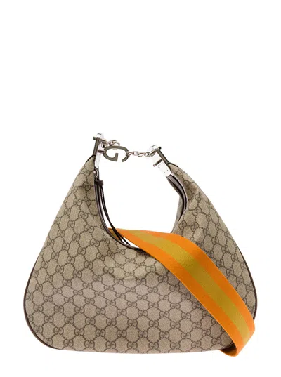 Gucci 'attache' Multicolor Big Crescent Moon Shoulder Bag With Hook Woman  In Cream