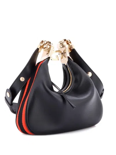 Pre-owned Gucci Attache Shoulder Bag Leather Small Crossbody Bag In Black