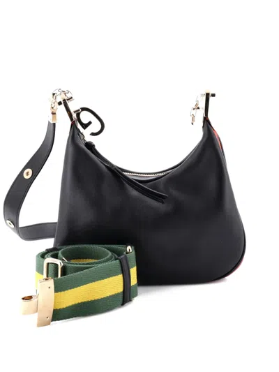 Pre-owned Gucci Attache Shoulder Bag Leather Small Crossbody Bag In Black