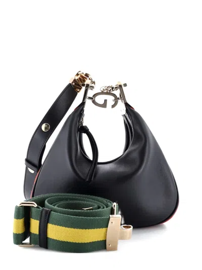 Pre-owned Gucci Attache Shoulder Bag Leather Small Crossbody Bag In Black