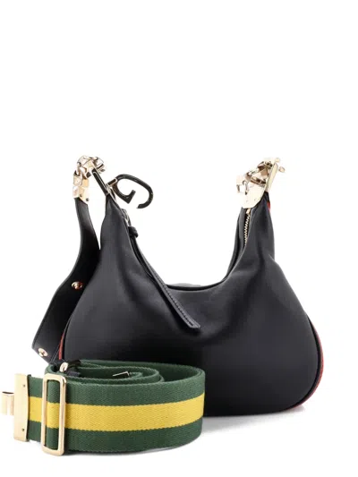 Pre-owned Gucci Attache Shoulder Bag Leather Small Crossbody Bag In Black