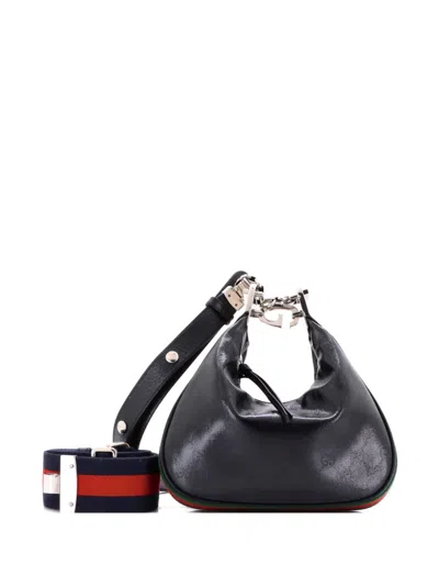 Pre-owned Gucci Attache Shoulder Bag Leather Small Crossbody Bag In Black