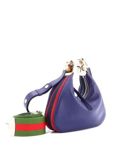 Pre-owned Gucci Attache Shoulder Bag Leather Small Crossbody Bag In Blue