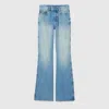 Gucci Flared Bleached Cotton Denim Pants In Blue