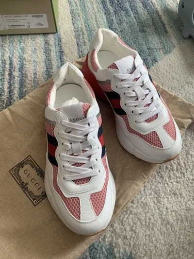 Pre-owned Gucci Auth  Lavaredo White/pink Rython Sneakers Size 36.5/37.5/38