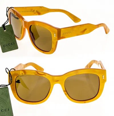 Pre-owned Gucci Authentic 1110 Yellow Pearl Chunky Bio Based Bold Sunglasses Gg1110s 004 In Brown