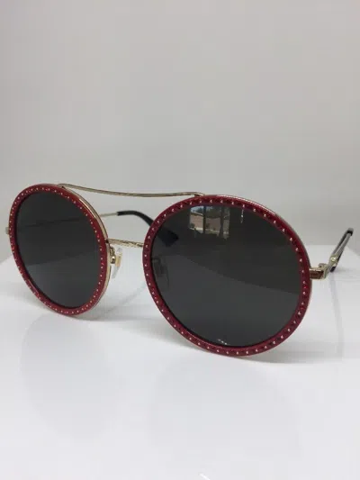 Pre-owned Gucci Authentic  Gg 0061 Sunglasses Gg 0061/s C. Gold & Grey W/ Rhinestones In Green