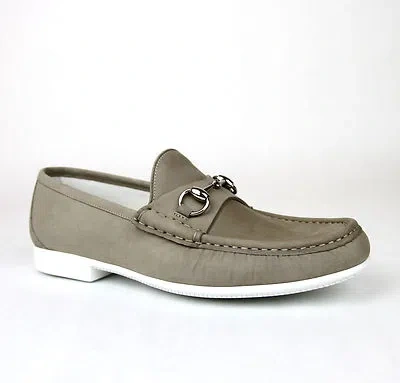 Pre-owned Gucci Authentic  Mens Suede Horsebit Loafer Moccasin, 337060 Bho00 In Dark Beige