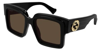 Pre-owned Gucci Authentic  Sunglasses Gg1307s-001 Black W/ Brow Lens 51mm In Brown