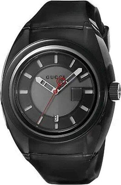 Pre-owned Gucci Authentic  Sync Xxl Black Dial Men's Watch Ya137111