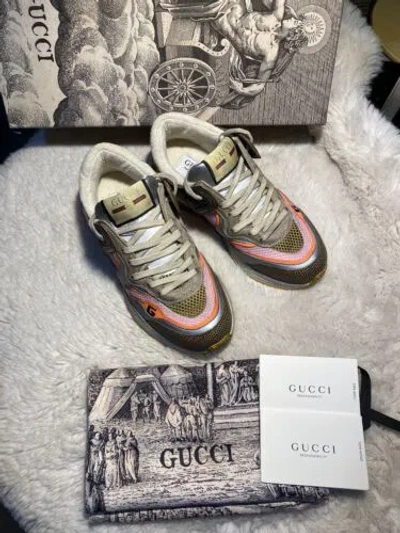 Pre-owned Gucci Authentic  Ultrapace Sneakers Size 35 In Pink