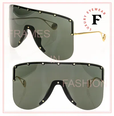 Pre-owned Gucci Authentic Star Oversized Mask 0541 Black Gold Metal Sunglasses Gg0541s 001 In Gray
