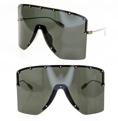 Pre-owned Gucci Authentic Stud Oversize Mask 1244 Silver Black Metal Sunglass Gg1244s 001