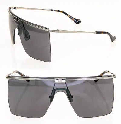 Pre-owned Gucci Authentic Unisex Oversized Mask 1096 Silver Gray Metal Sunglass Gg1096 001