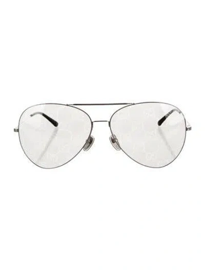 Pre-owned Gucci Aviator Eyeglasses In Silver