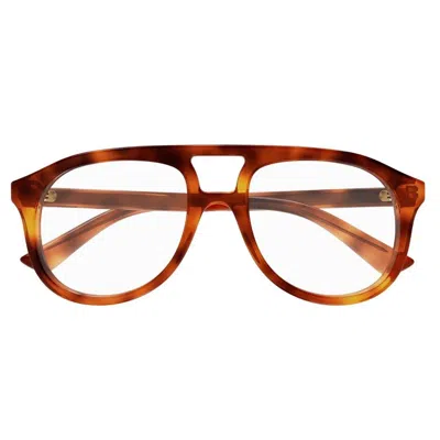 Gucci Aviator Frame Glasses In Brown
