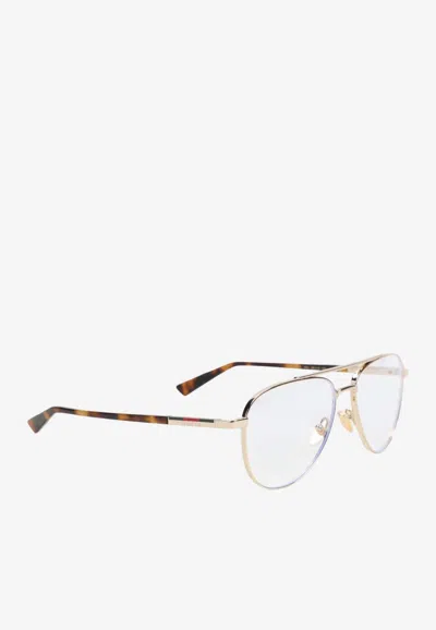 Gucci Aviator Frame Metal Glasses In Transparent