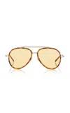 Gucci Aviator-frame Metal Sunglasses In Gold