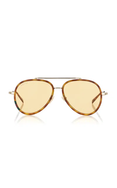 Gucci Aviator-frame Metal Sunglasses In Gold