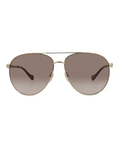Gucci Aviator-frame Metal Sunglasses With Gradient Lenses In Brown