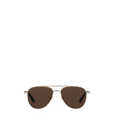Gucci Aviator Frame Sunglasses In Brown