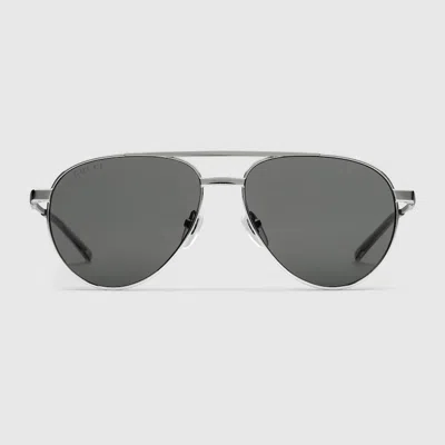 Gucci Aviator Frame Sunglasses In Silver