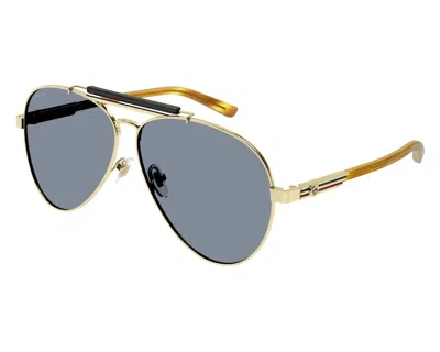 Pre-owned Gucci Aviator Frame Sunglassesfr) In Havana/grey (gg1287s/004 In Gray