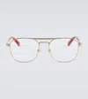Gucci Aviator Glasses In Gold-havana-transparent