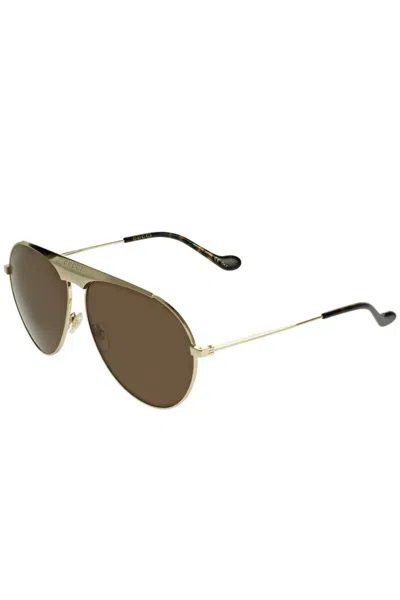 Gucci Aviator Style Novelty Sunglasses - Eye 65mm, Bridge 13mm, Temple 145mm In Gold