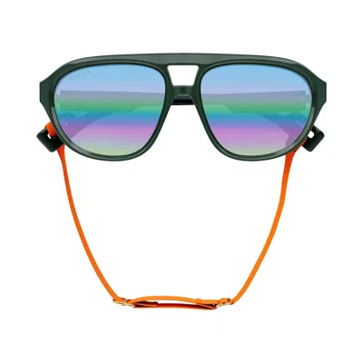 Pre-owned Gucci Aviator Style Sunglasses 'green/grey' | Men's Size Onesize