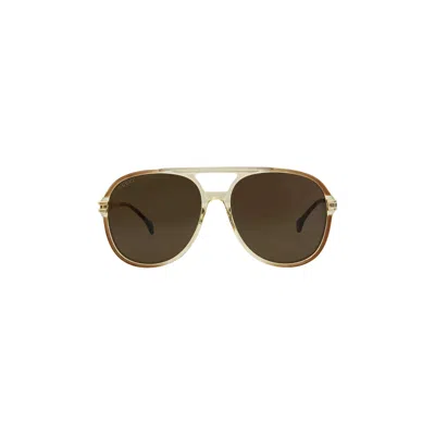 Pre-owned Gucci Aviator Sunglasses 'brown/gold/brown' | Men's Size Onesize