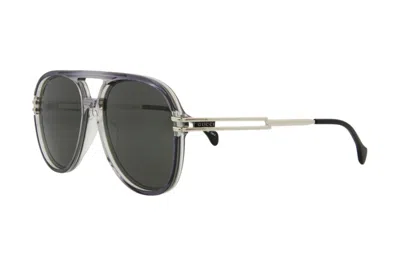 Pre-owned Gucci Aviator Sunglasses Grey/silver/grey (gg1104s-30012810-001)