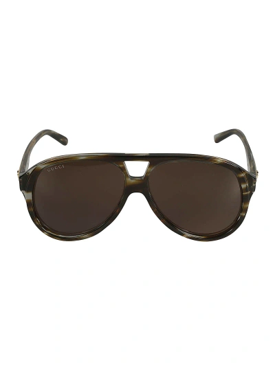 Gucci Aviator Thick Sunglasses In Brown