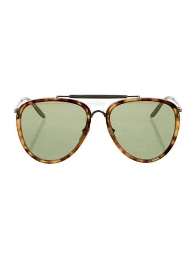 Pre-owned Gucci Aviator Tinted Sunglasses In Brown