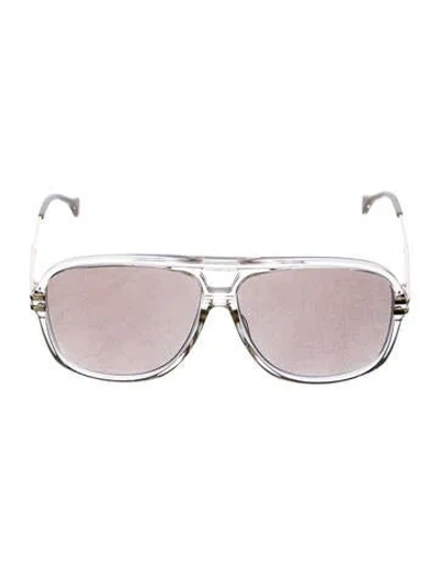 Pre-owned Gucci Aviator Tinted Sunglasses In Gold