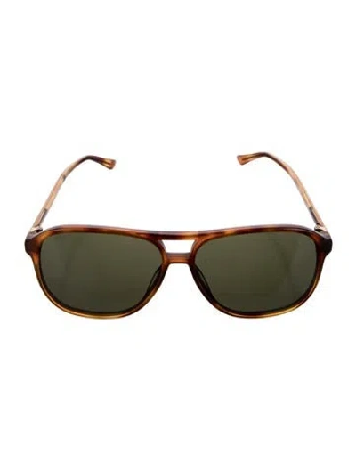 Pre-owned Gucci Aviator Tinted Sunglasses W/ Tags In Brown