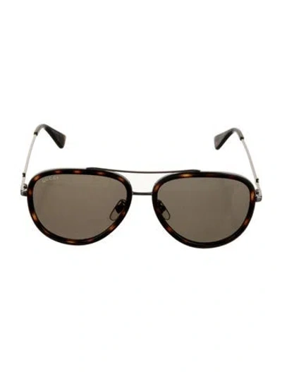 Pre-owned Gucci Aviator Tinted Sunglasses W/ Tags In Brown