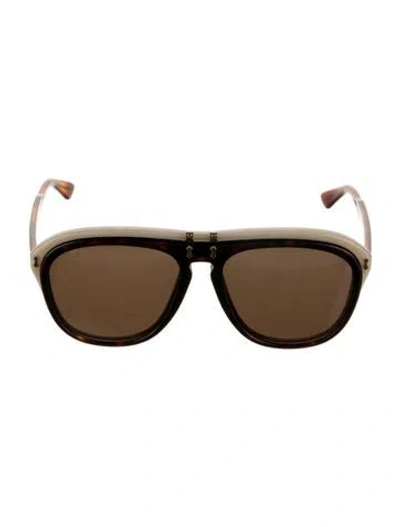 Pre-owned Gucci Aviator Tinted Sunglasses W/ Tags In Brown