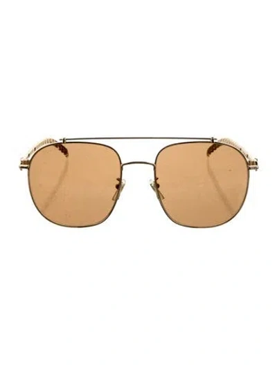 Pre-owned Gucci Aviator Tinted Sunglasses W/ Tags In Gold
