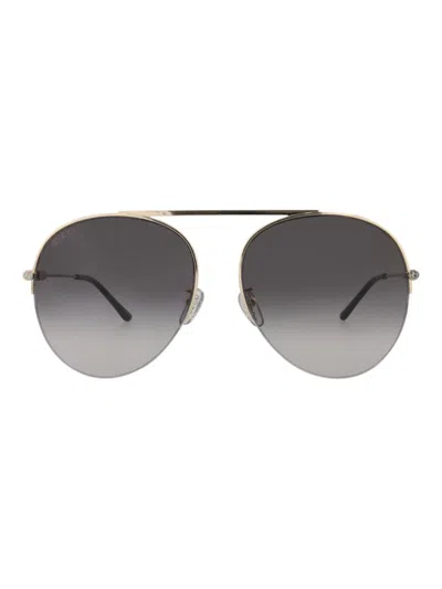 Gucci 61mm Aviator Sunglasses In Gold Gold Grey