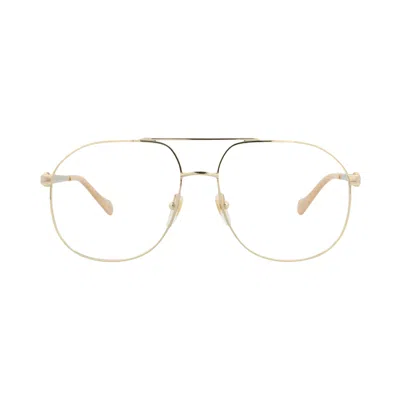 Pre-owned Gucci Aviator-frame Metal Optical Frames 'gold/transparent' | Women's Size Onesize