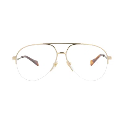 Pre-owned Gucci Aviator-frame Metal Optical Frames 'gold/transparent' | Women's Size Onesize