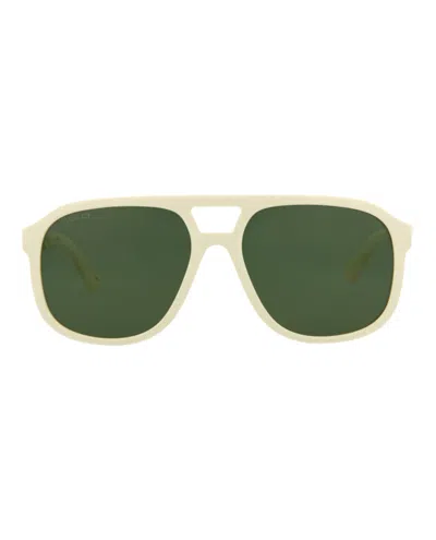Pre-owned Gucci Aviatorstyle Acetate Sunglasses In Ivory Ivory Green (gg1188s/30013436/005)