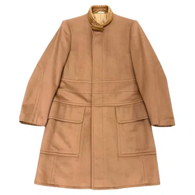 Pre-owned Gucci A/w2000  By Tom Ford Runway Wool Leather Collar Coat In Brown