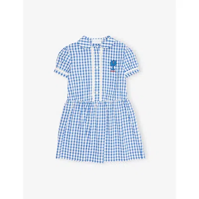 Gucci Kids' Mr Men Gingham-print Cotton Dress 4- In Blue