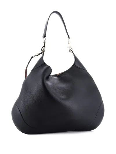 Pre-owned Gucci B Shoulder Bag Leather Medium Tote Bag In Black