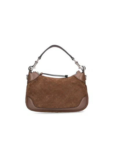 Gucci 'b' Small Shoulder Bag In Brown