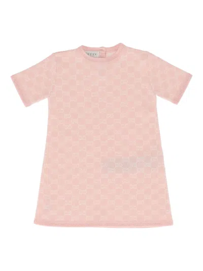 Gucci Kids' B S/s Dress Wool Jacquard In Pink