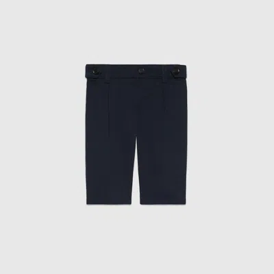 Gucci Baby - Stretch Cotton Trousers With Web, Size 12-18 Months In Blue
