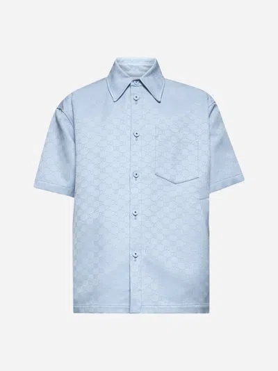 Gucci Baby Blue Gg Cotton Oversized Shirt